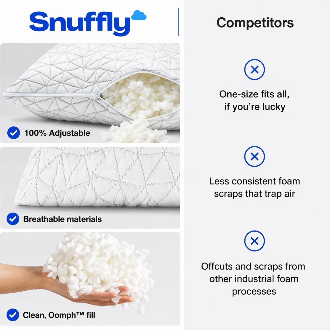 Snuffly® Shredded Memory Foam Pillow