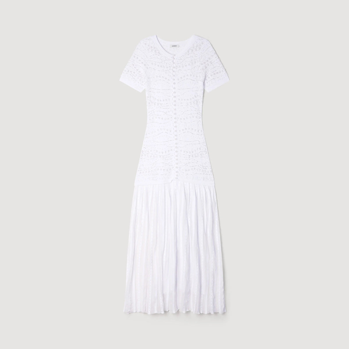 SANDRA BEADED KNIT MAXI DRESS WHITE