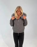 FUR ZIP JACKET GREY