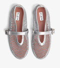 ALAÏ SILVER FISHNET BALLET FLATS