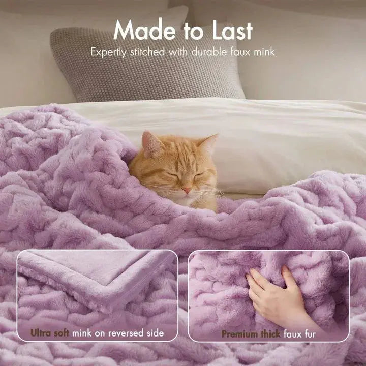 Snuffly® Ruched Faux Fur Cozy Throw Blanket