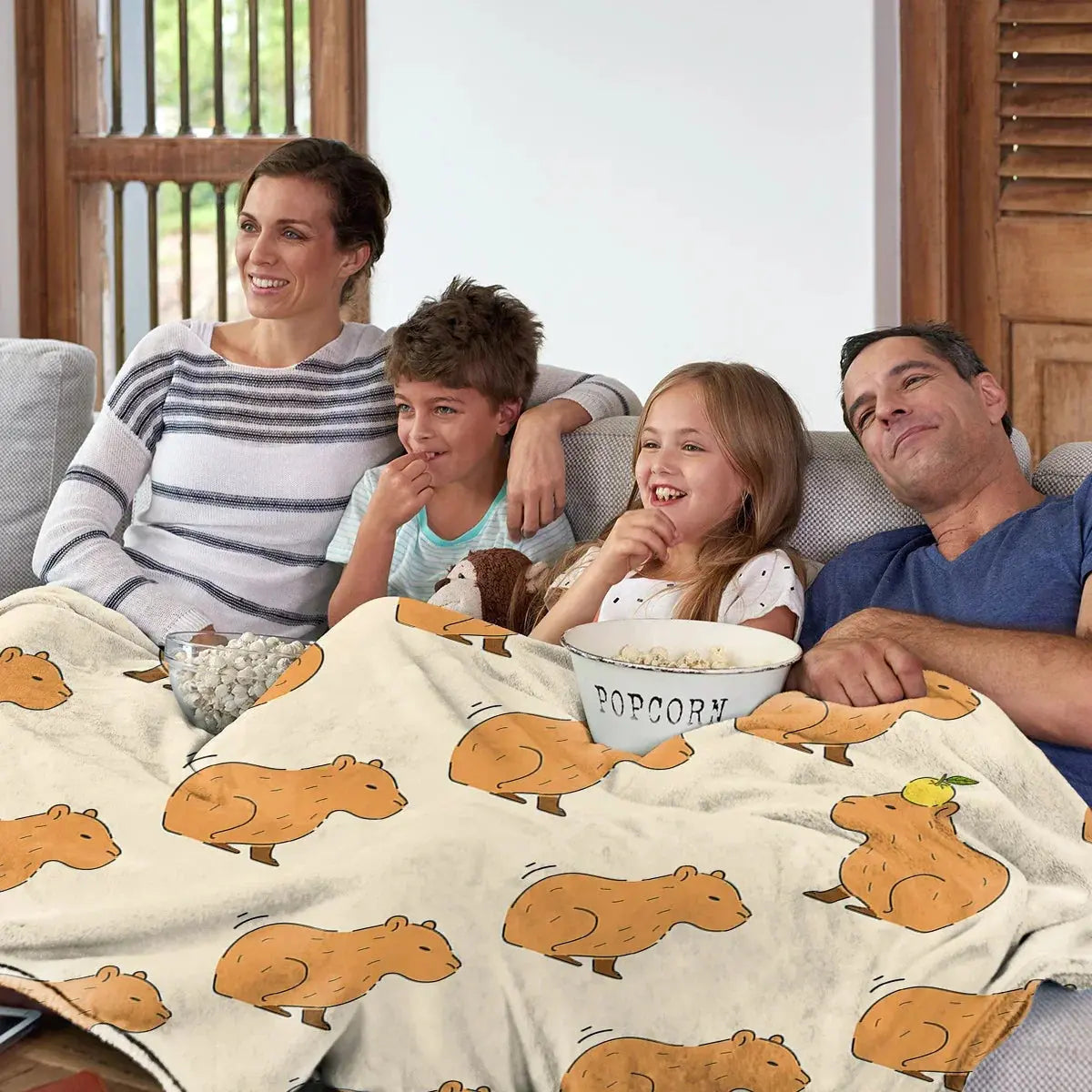 Snuffly® Capybara Print Plush Flannel Blanket