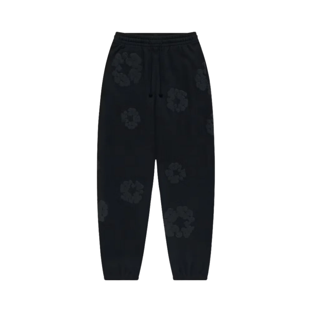 FLOWER SWEATPANTS BLACK MONOCHROME