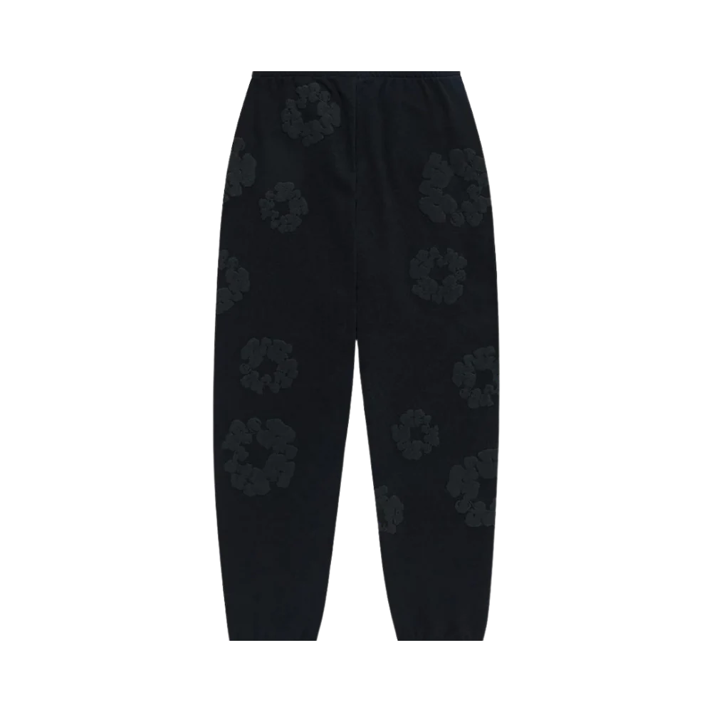 FLOWER SWEATPANTS BLACK MONOCHROME