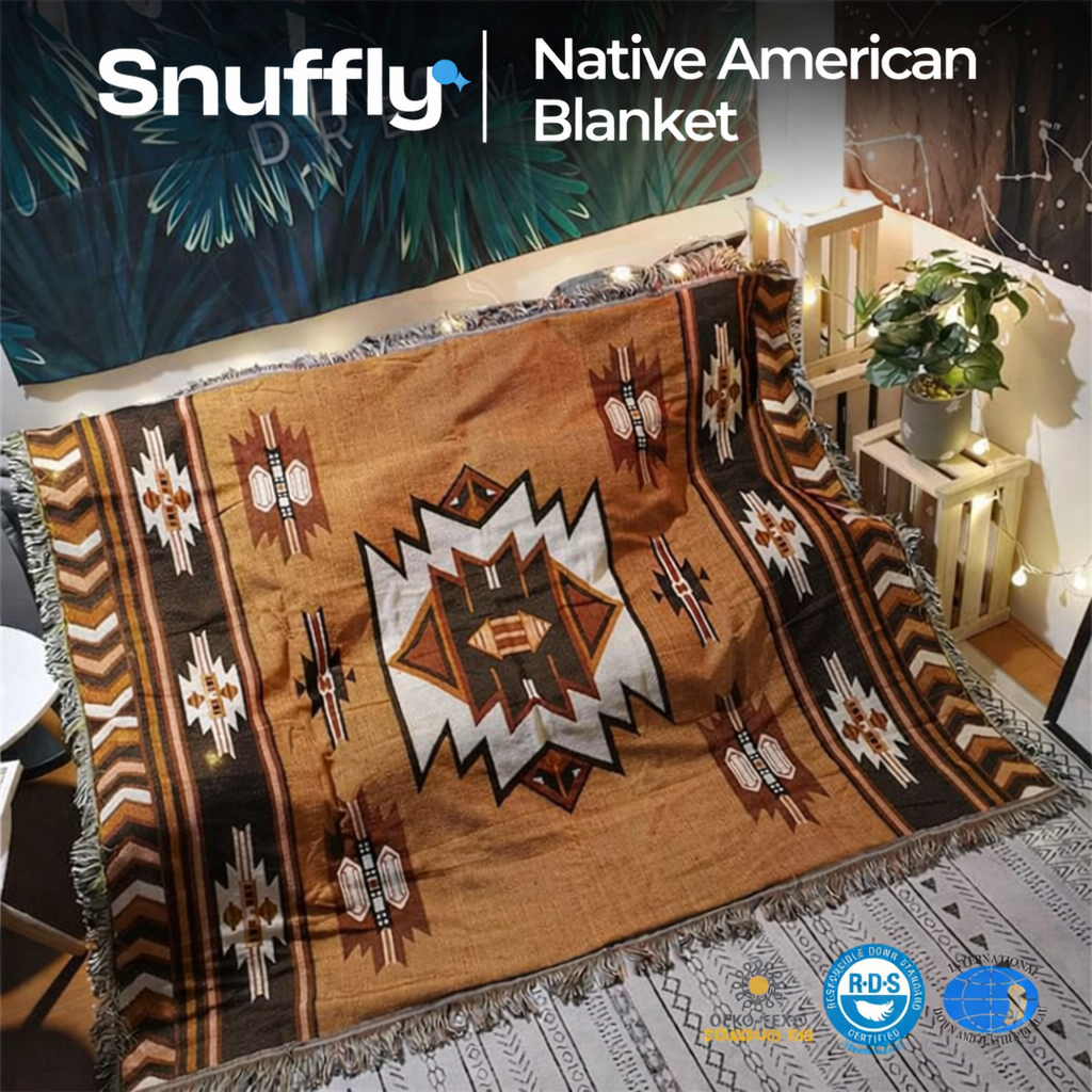 Snuffly® Brown Reversible Woven Throw
Blanket with Tassels