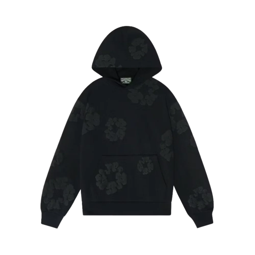 FLOWER HOODIE BLACK MONOCHROME