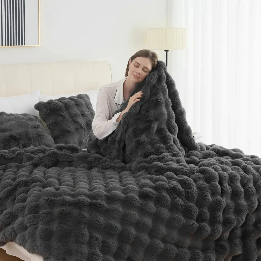 Snuffly® Cozy Faux Rabbit Fleece Throw Blanket