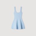 SANDRA BEADED KNIT SHORT DRESS BLUE