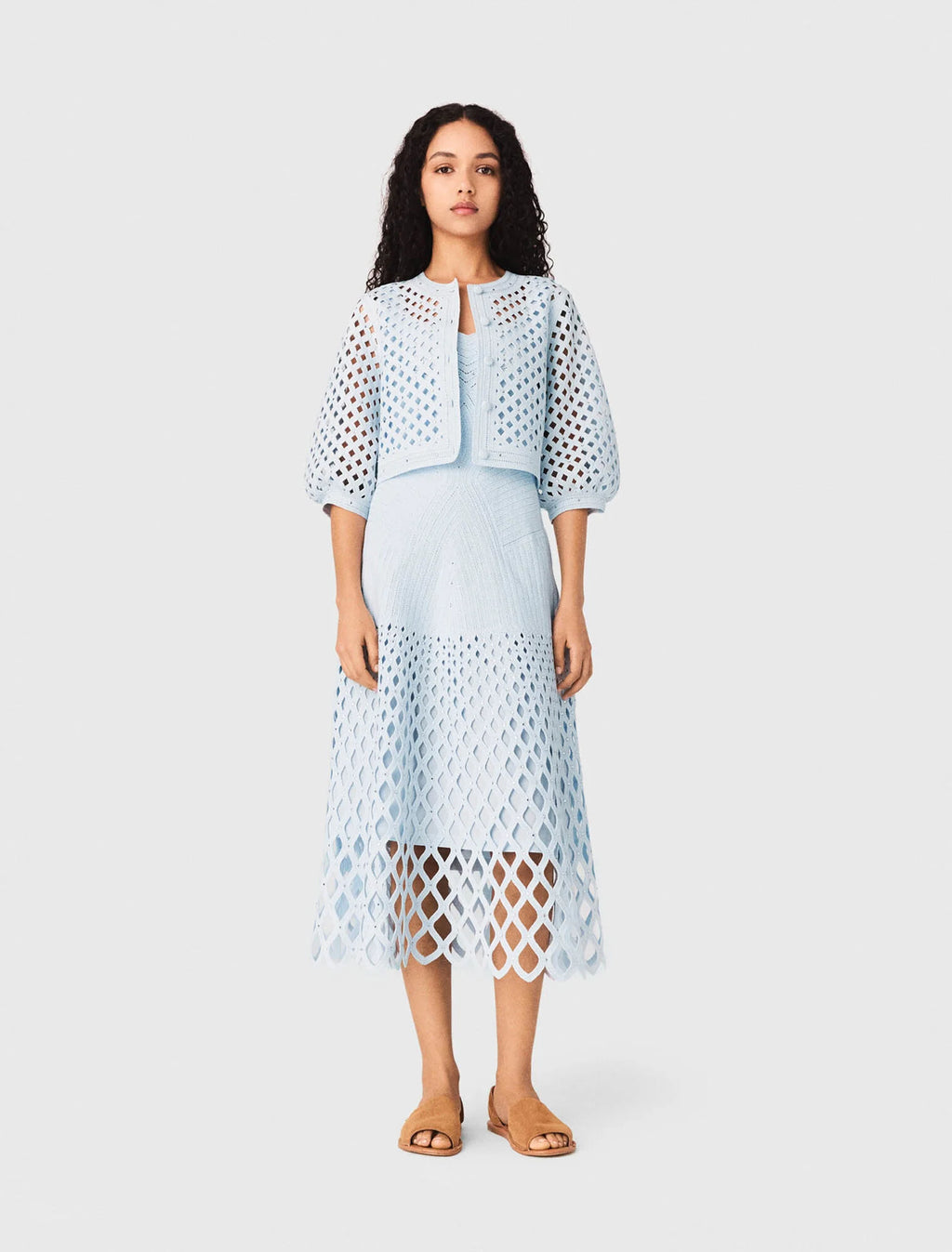 MAJE DRESS SET CROCHET BLUE