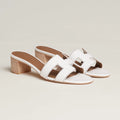 H OASIS HEELED SANDALS WHITE