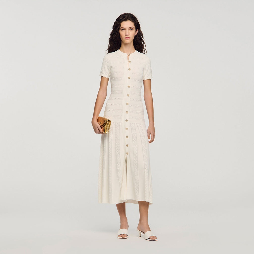 SANDRA LONG KNITTED WHITE DRESS
