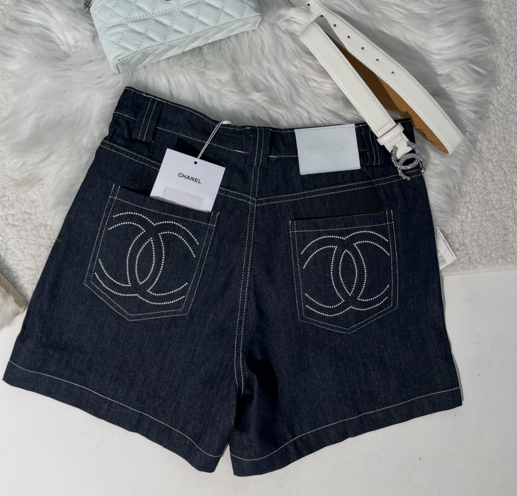 dark denim shorts