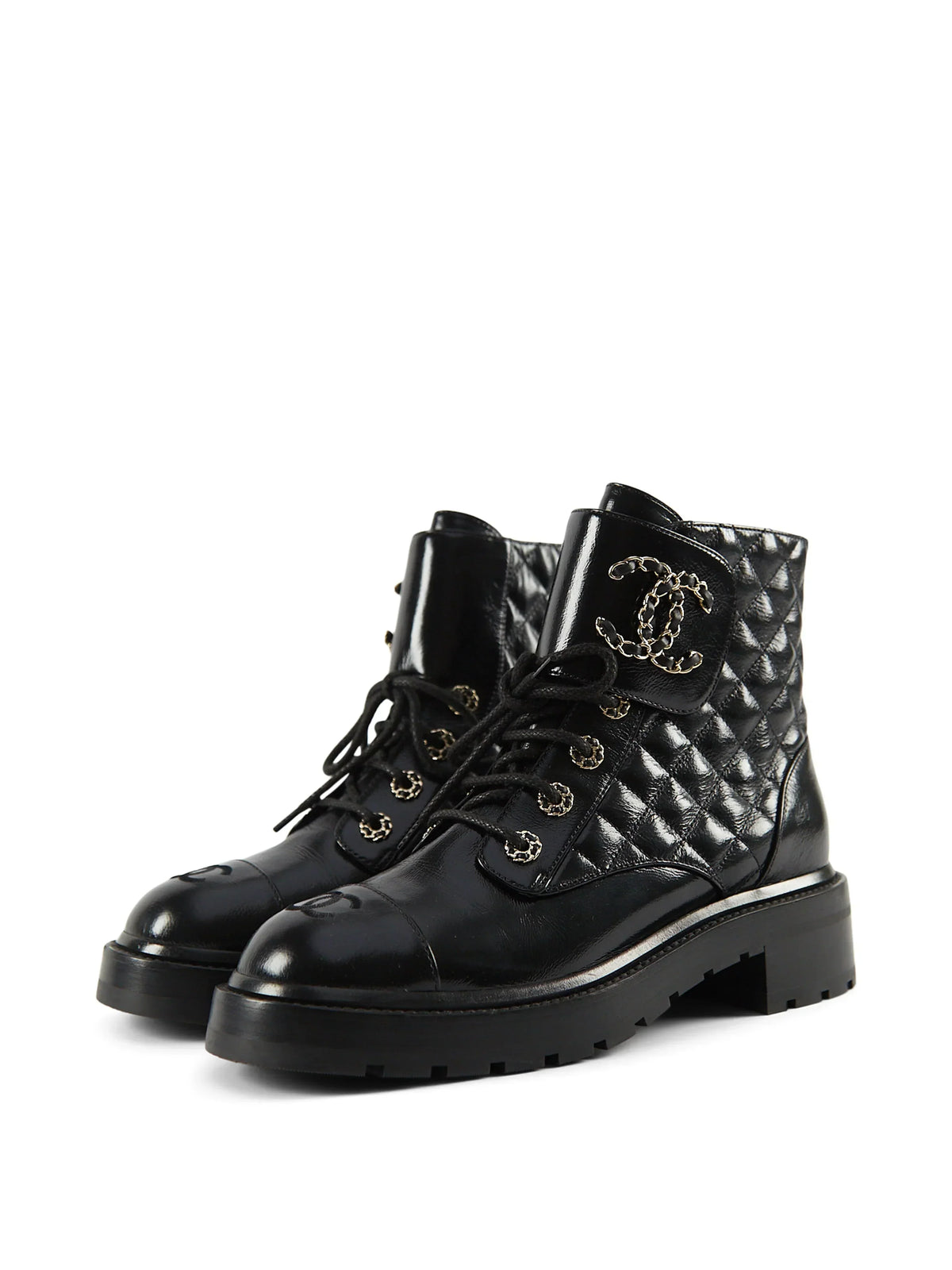 INTERLOCKING COMBAT BOOTS BLACK