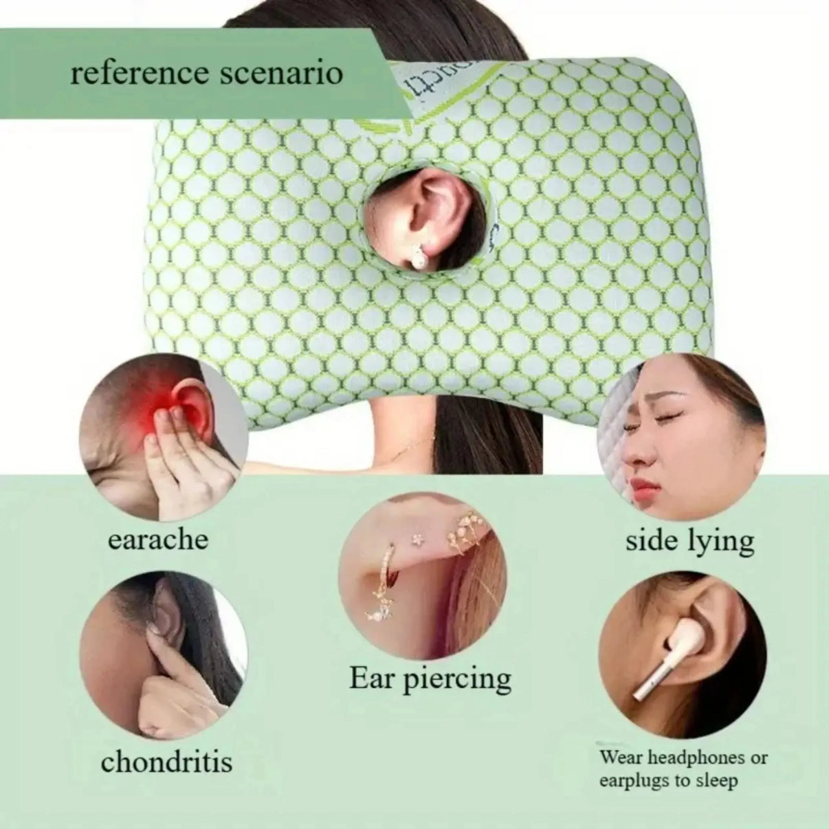 Snuffly® Ear Piercing Donut Pillow - Pain Relief for Side Sleepers