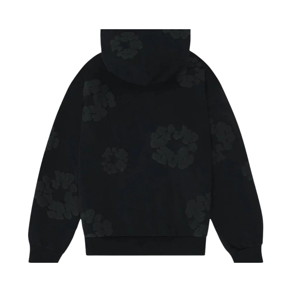 FLOWER HOODIE BLACK MONOCHROME