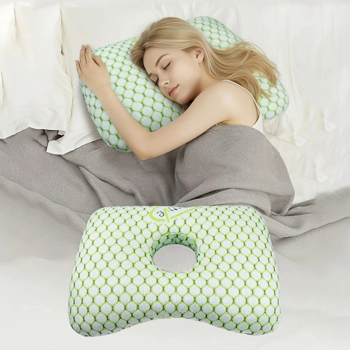 Snuffly® Ear Piercing Donut Pillow - Pain Relief for Side Sleepers