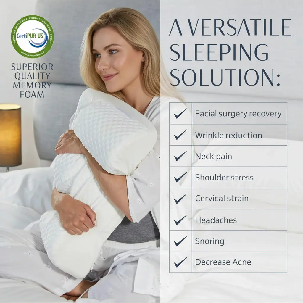 Snuffly® Cooling Ergonomic Memory Foam Contour Pillow, Neck Pain Relief