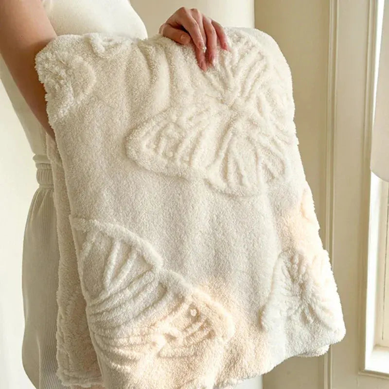 Snuffly® Coral Butterfly Charm Fleece Flannel Blanket