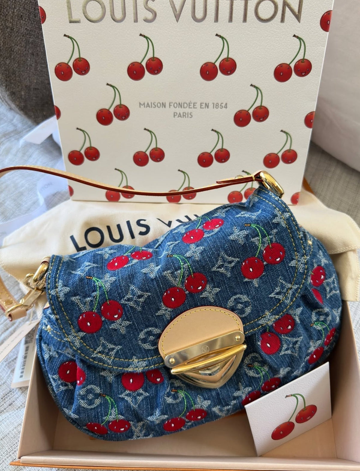 Cherry denim bag