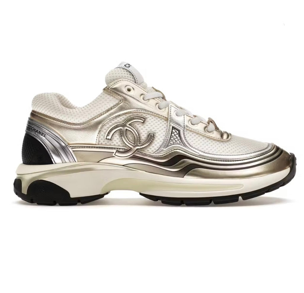 C gold & silver trainers