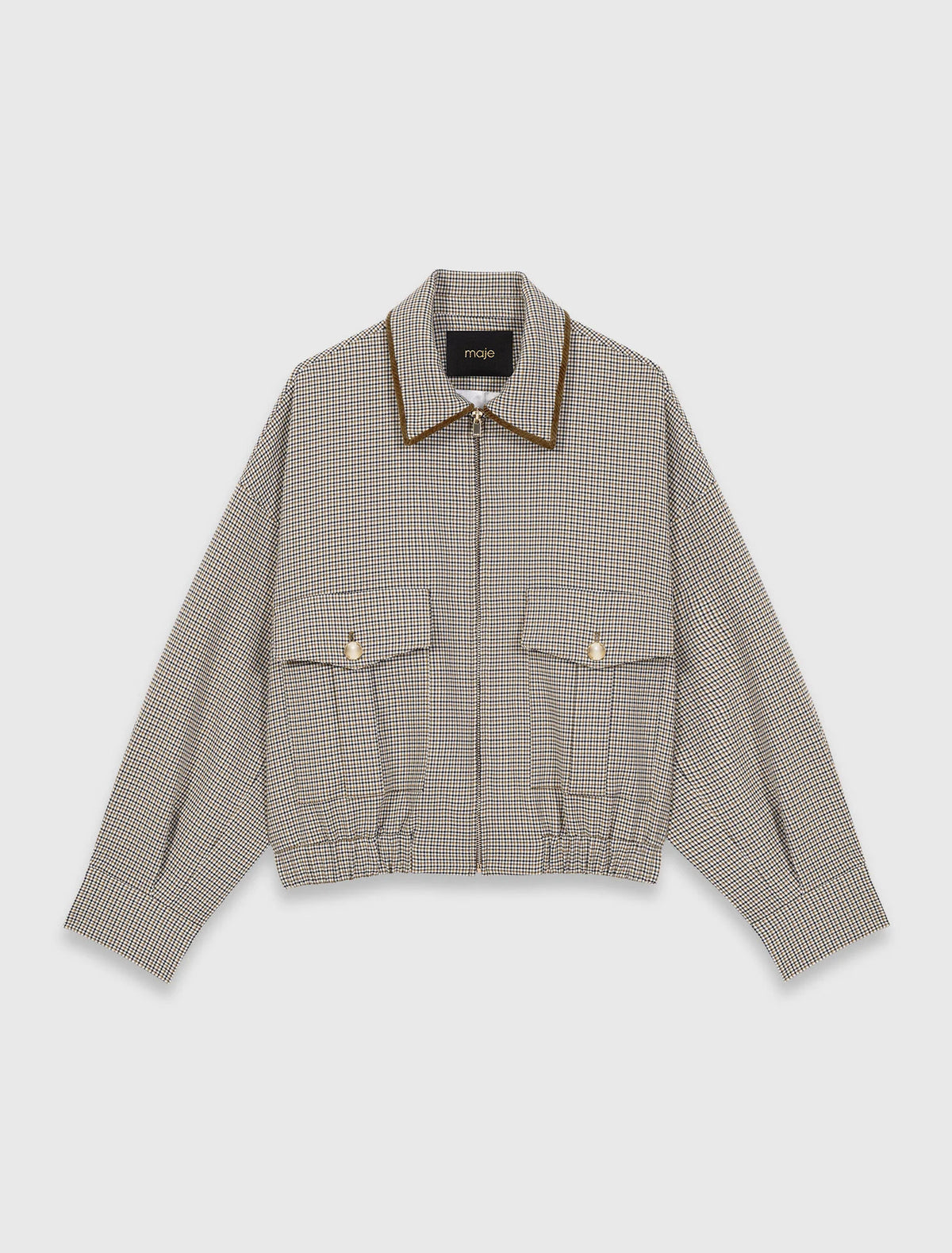 MAJE CHECKERED BOMBER