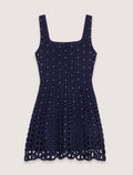 MAJE RHINESTONE MINI NAVY DRESS