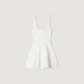 SANDRA BEADED KNIT SHORT DRESS WHITE