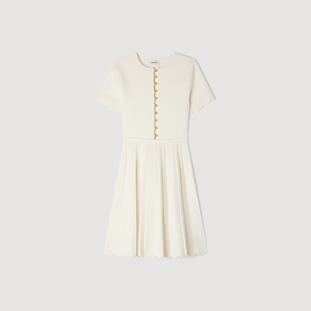 SANDRA SHORT POINTELLE KNIT DRESS