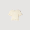 SANDRA RUFFLED KNIT CARDIGAN WHITE