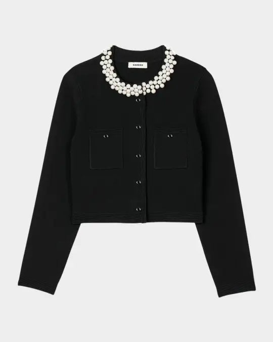 SANDRA BEADED COLLAR CARDIGAN