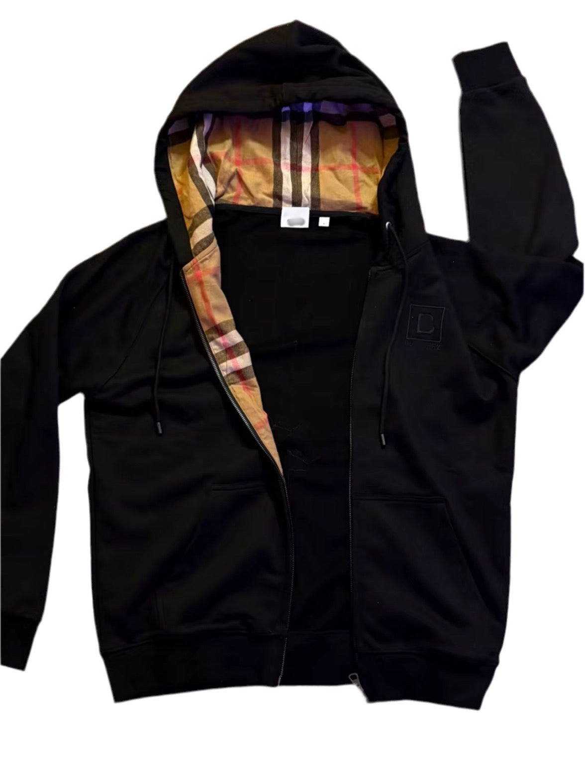 checkered zip-up black