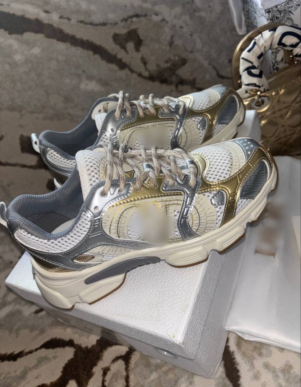 Gold & silver sneakers